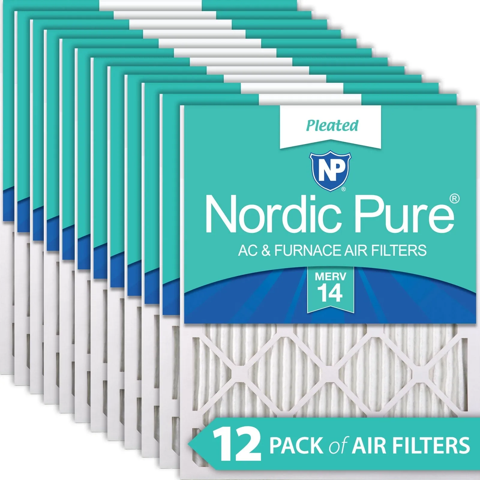 16x25x1 (15_1/2x24_1/2) Pleated MERV 14 Air Filters 12 Pack