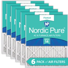 16x25x1 (15_1/2x24_1/2) Pleated MERV 14 Air Filters 6 Pack