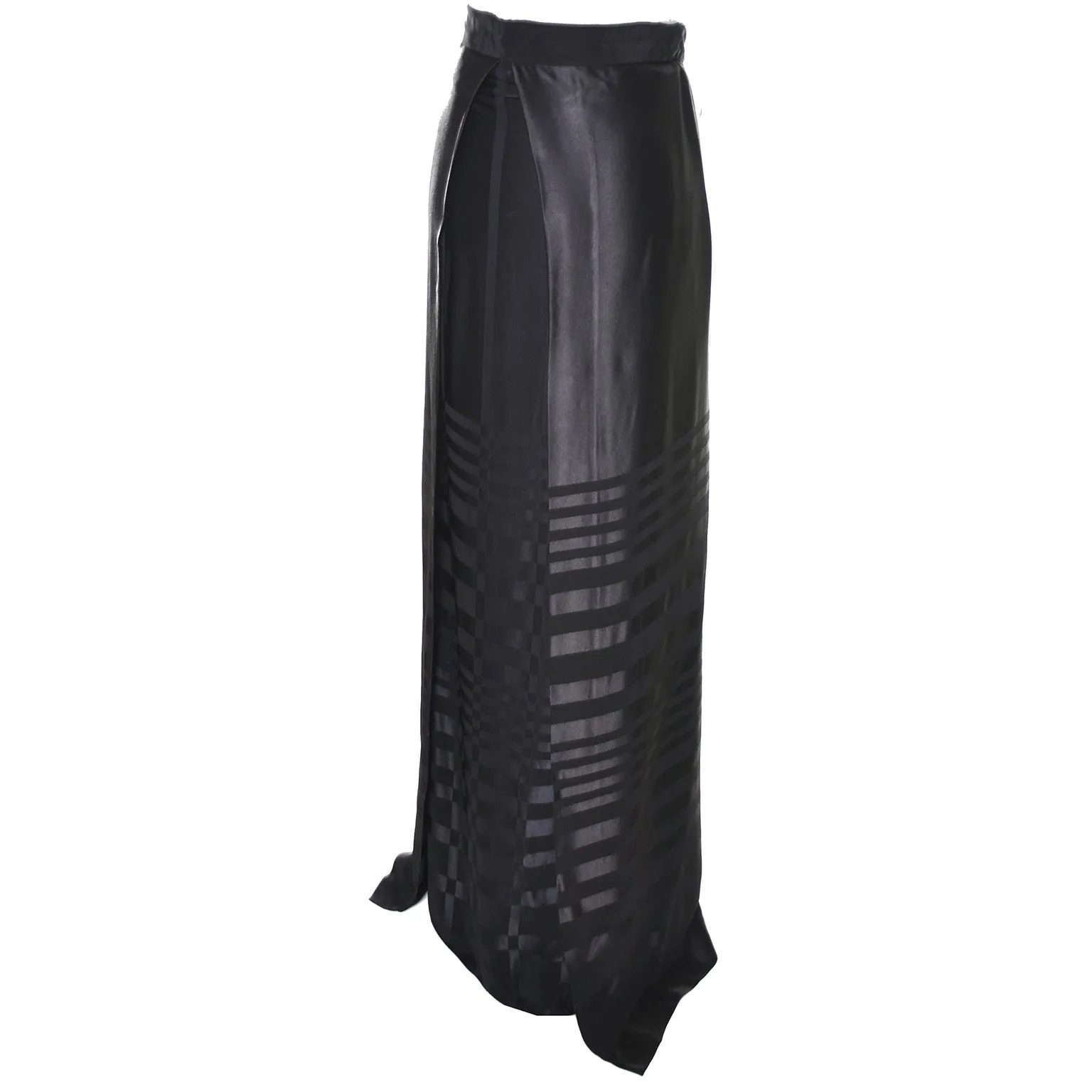 1960s Jean Varon Black Satin Vintage Maxi Skirt