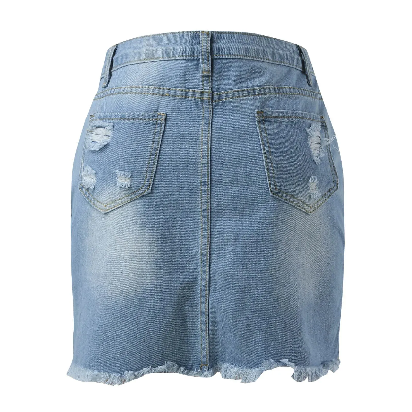 2024 Women Denim Workwear Skirt Draw Pleat Casual Fashion Elastic Waist Half-body Skirt