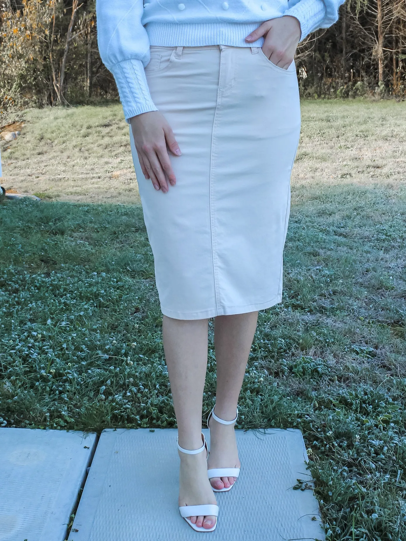 26" Ivory Denim Skirt (FINAL SALE)