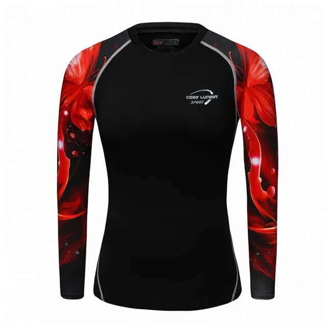 3D Print Muscle Compression Tight Long Sleeve Shirt