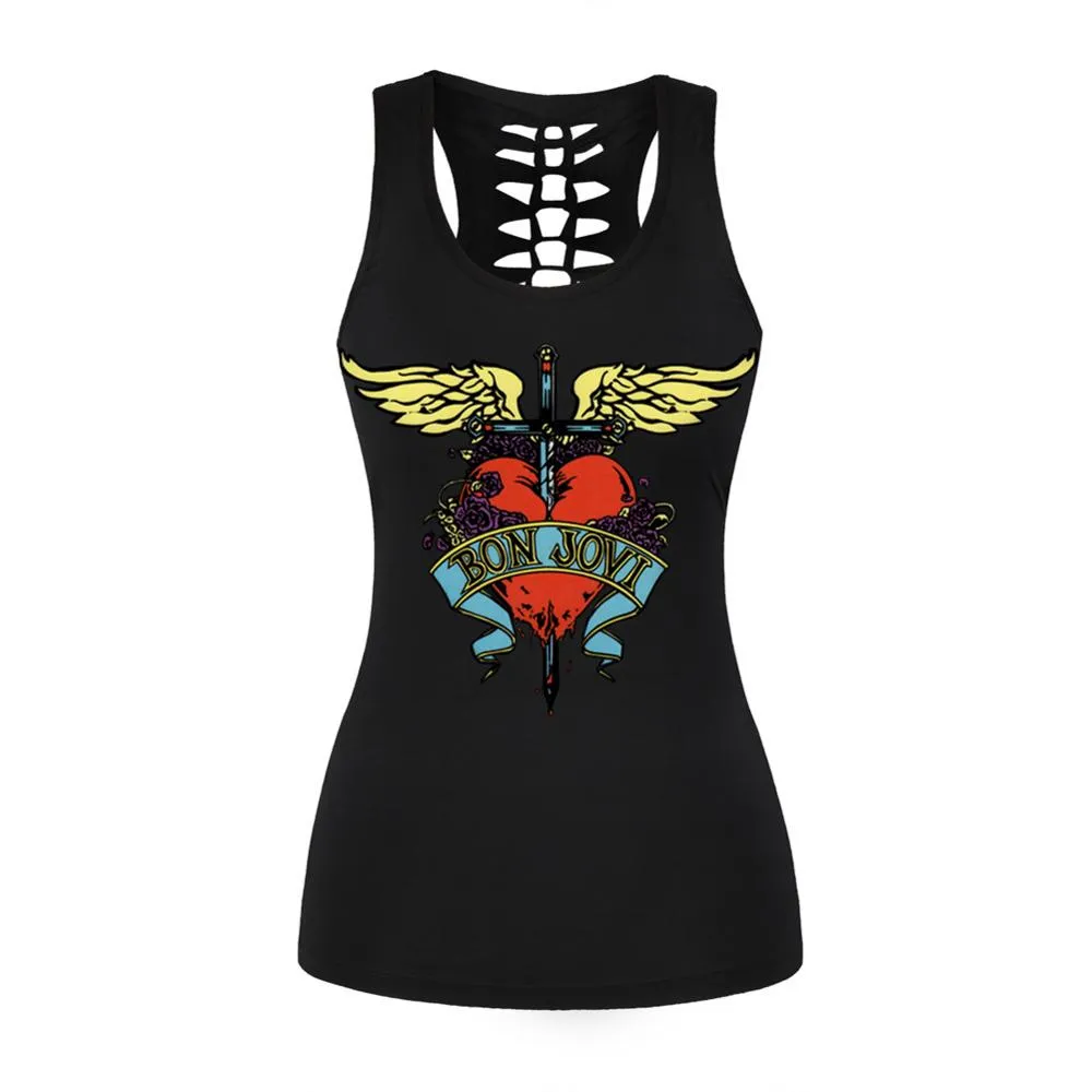 3D Printed Punk Skull Hollow Out Sleeveless Shirt