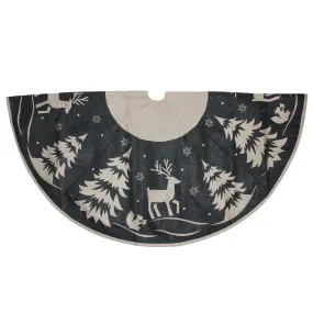 56" Gray and Black Reindeer in Forest Christmas Tree Skirt