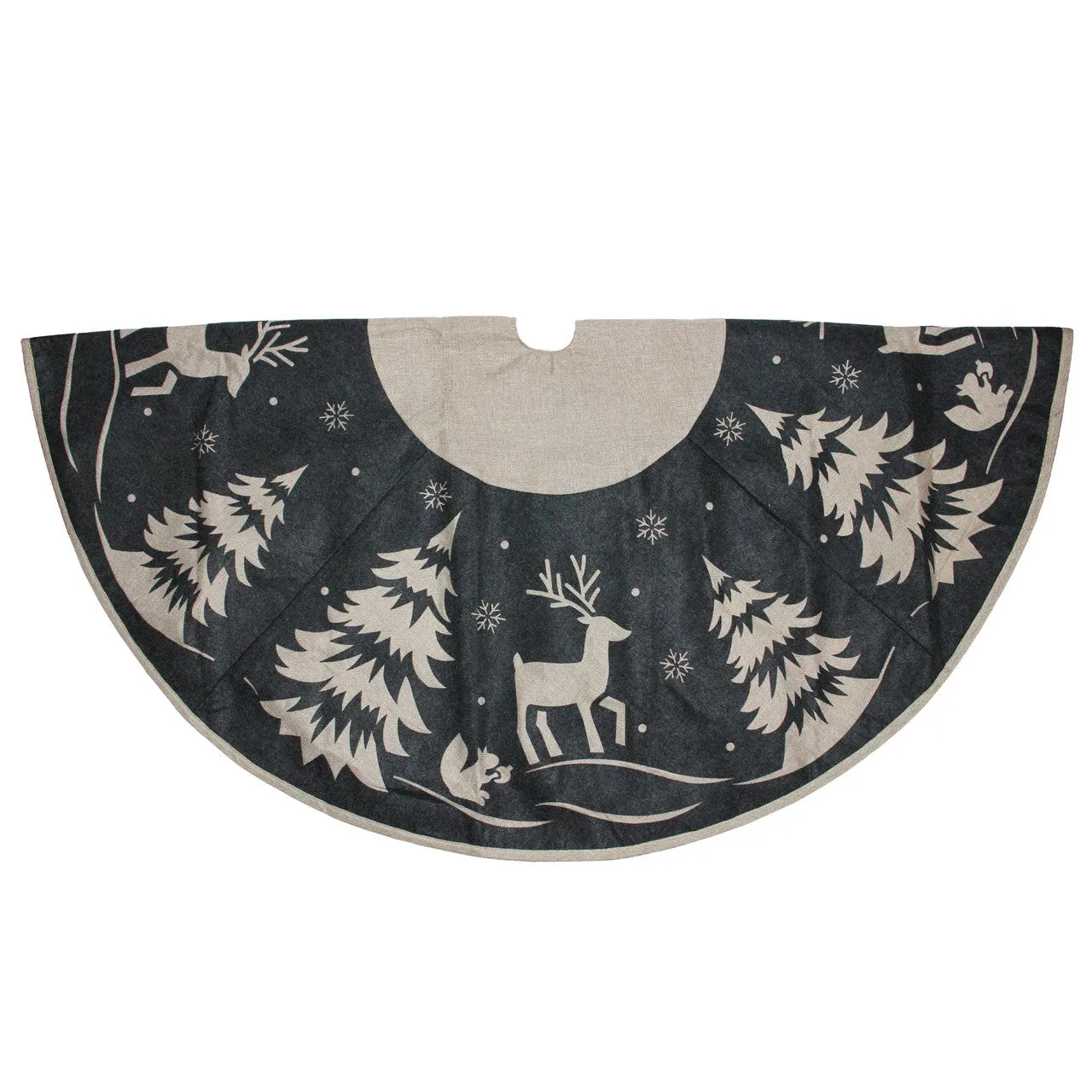 56" Gray and Black Reindeer in Forest Christmas Tree Skirt