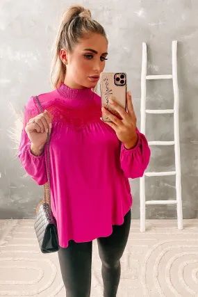 Above The Noise Mock Neck Lace Illusion Top (Magenta)