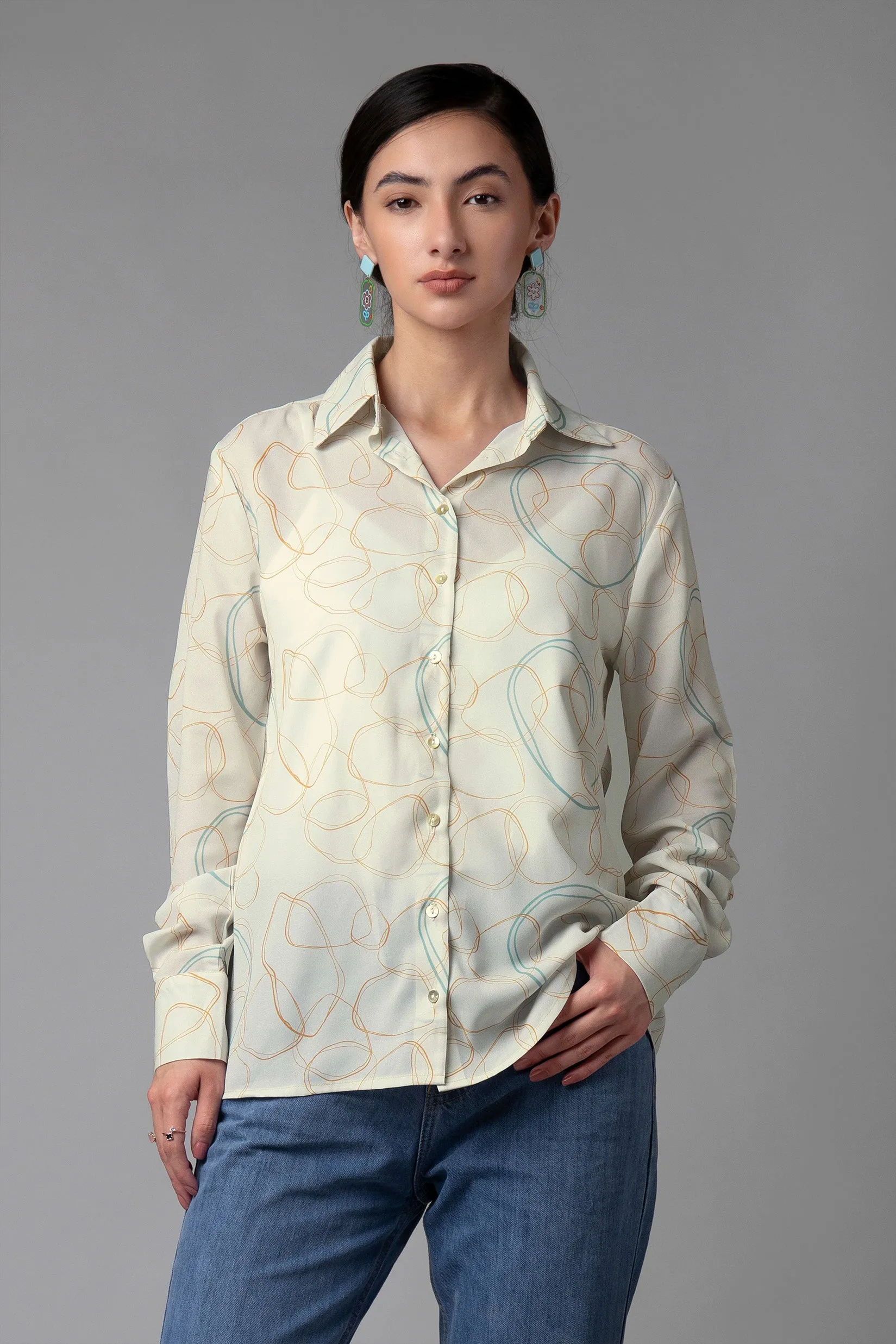 Abstract Regular Fit Casual Shirt