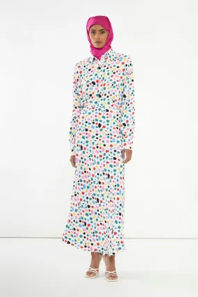 Abstract Spot Bias-Cut Maxi-skirt