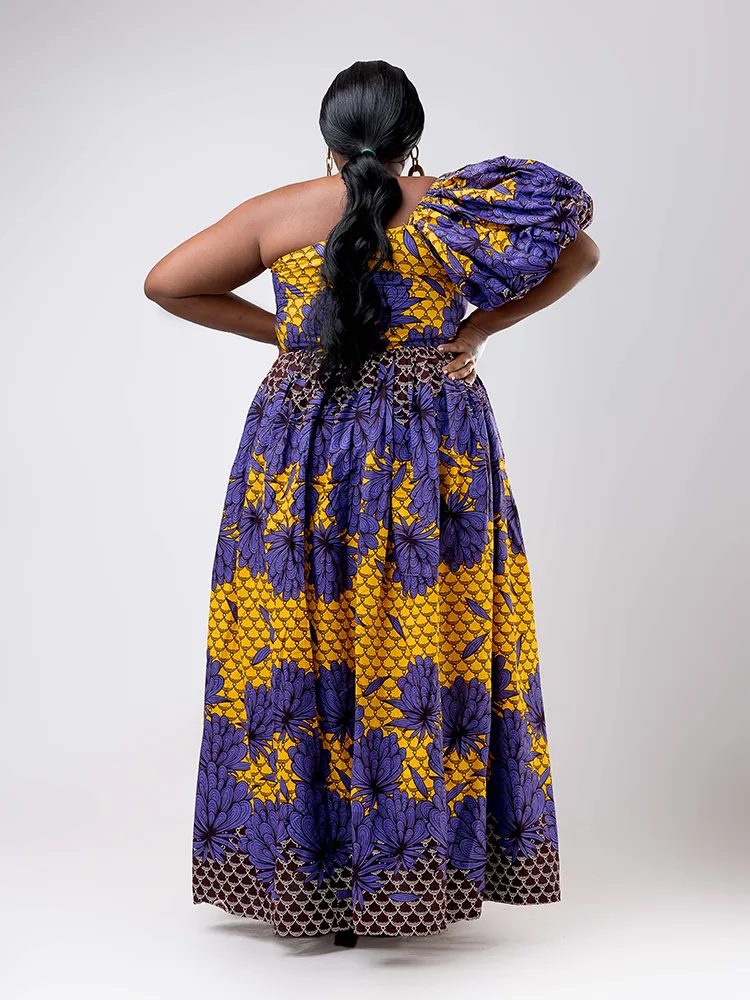 African Print Sunniga single sleeve maxi dress