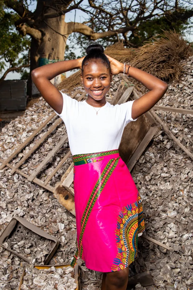 African Skirt in Electric Pink Dashiki