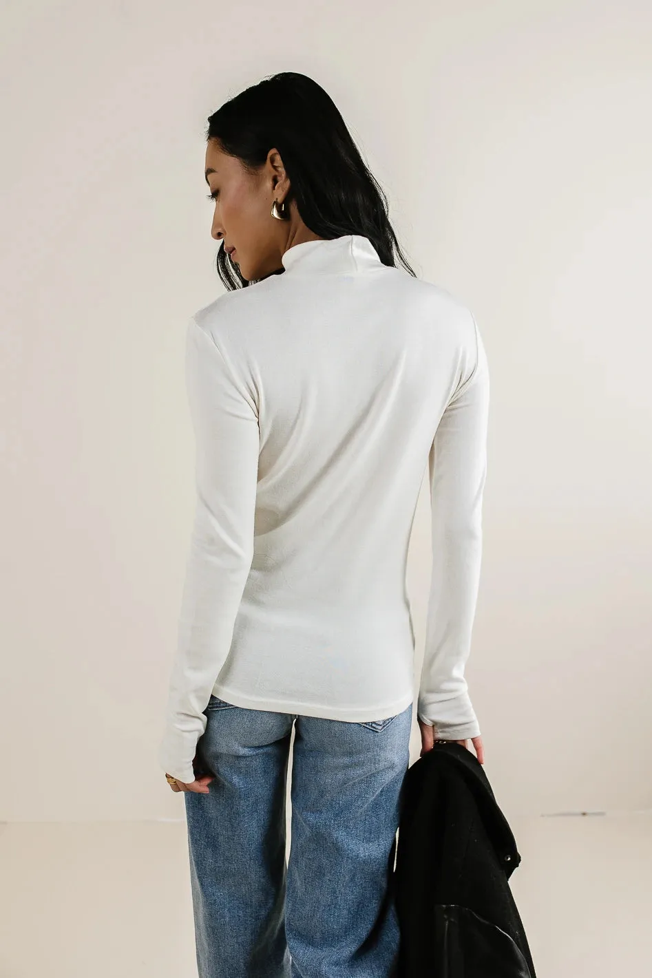 Alani Mock Neck Top in Ivory