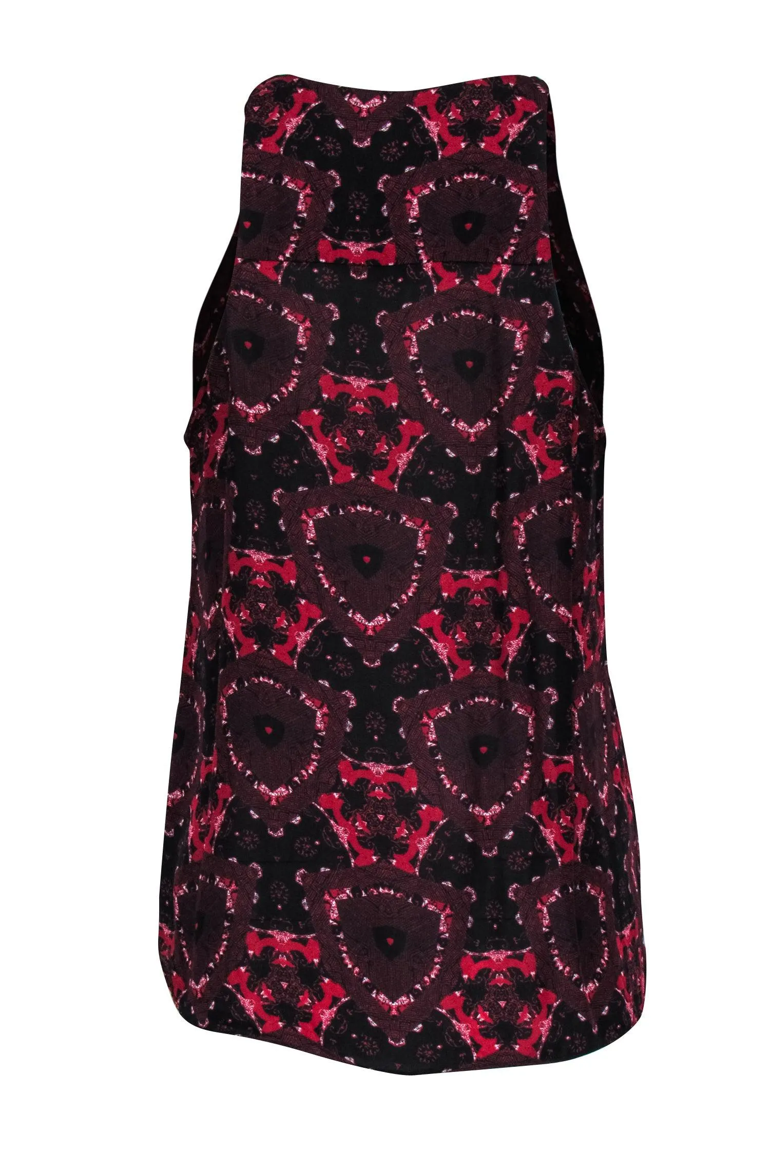 A.L.C. - Red & Black Printed Sleeveless Silk Tank Sz S