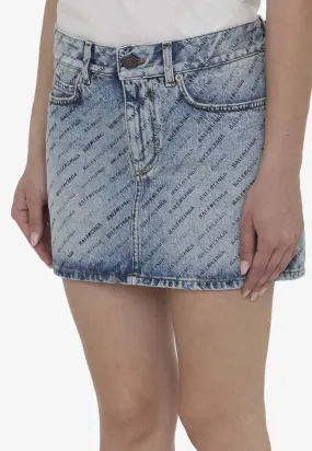 All-Over Logo Mini Denim Skirt