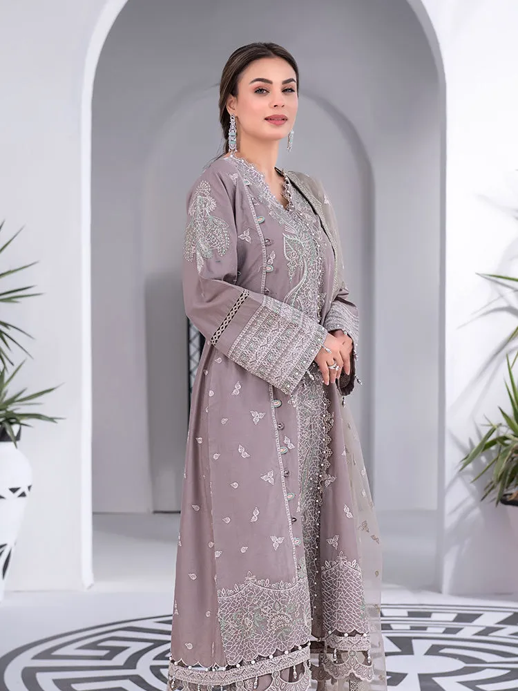 Ally's Luxury Cotton Dusty Grey 3-Piece Suit (AL-820)