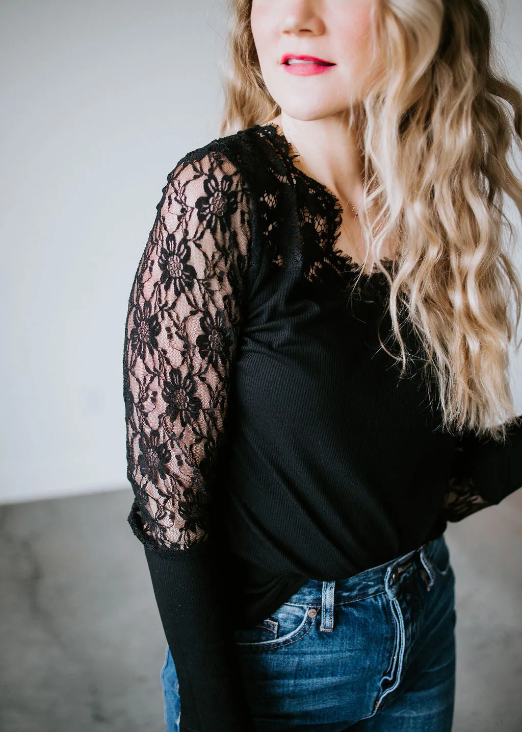 Amazing Allure Lace Contrast Top