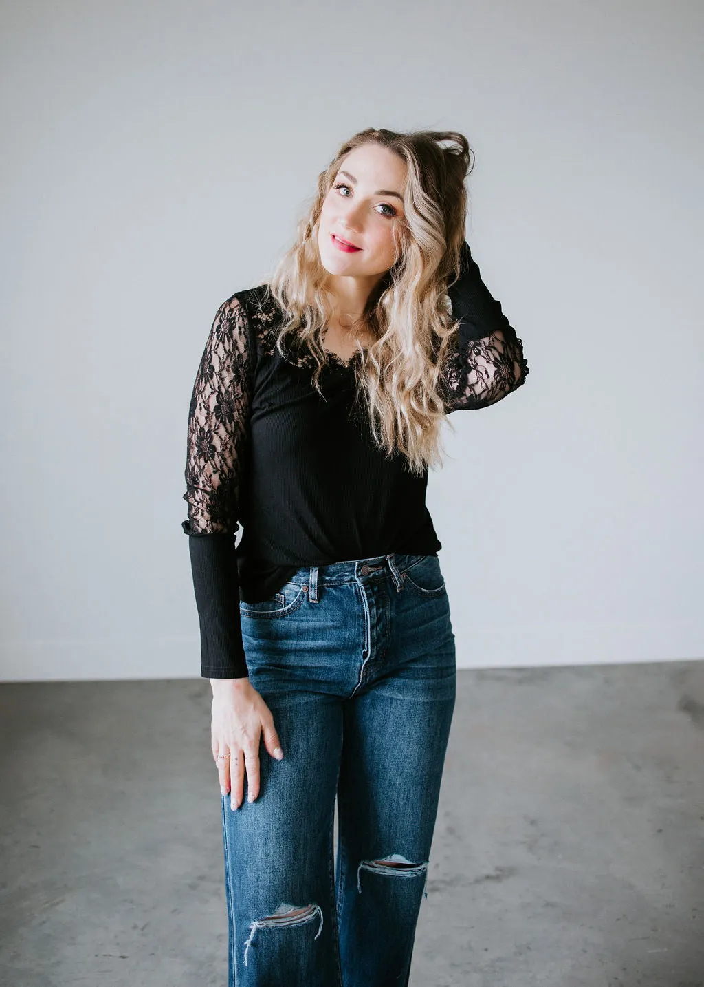 Amazing Allure Lace Contrast Top