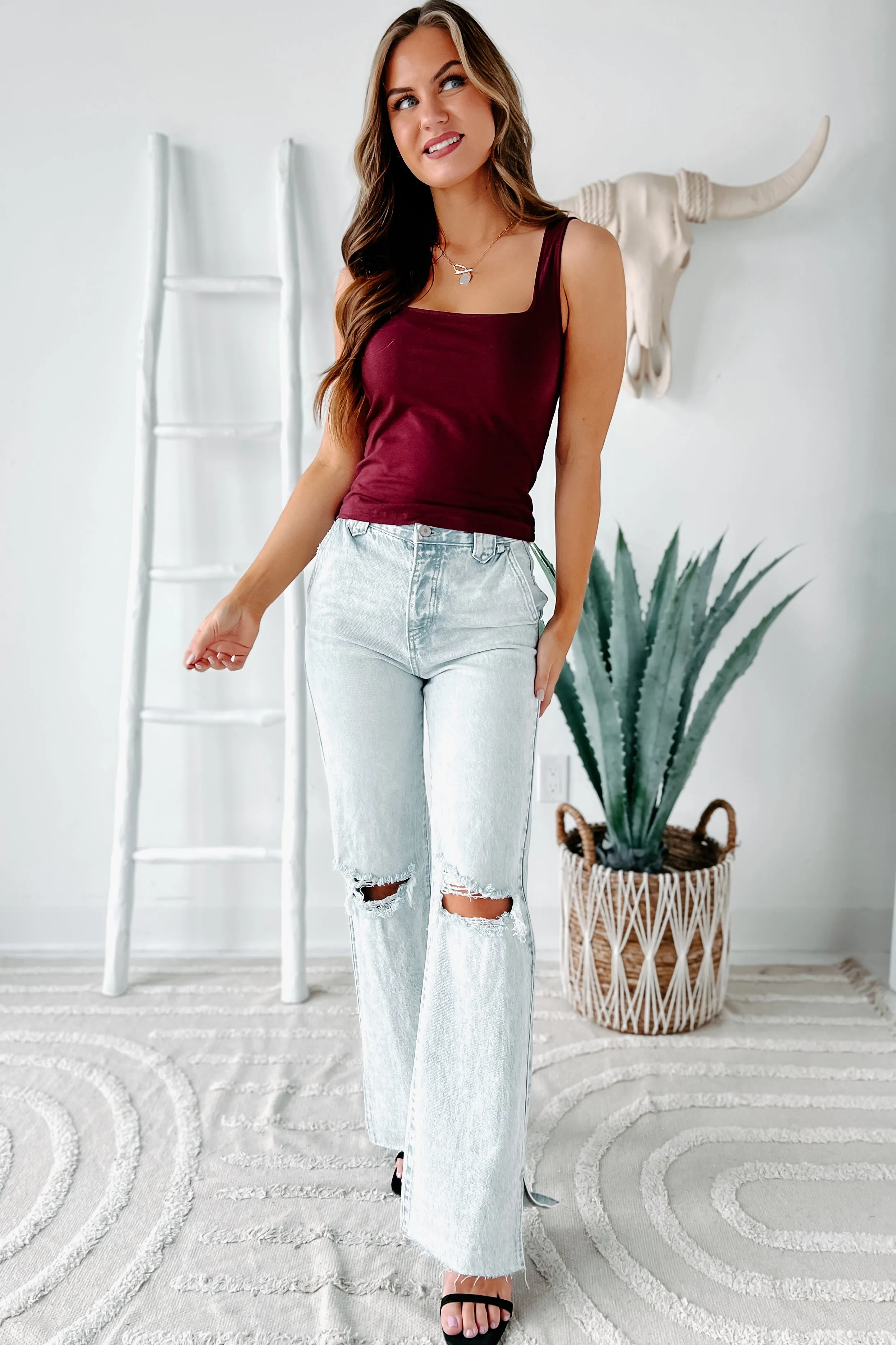 Amir Square Neck Tank Top (Wine)