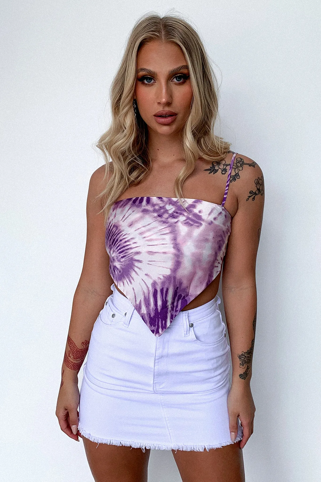 Anayanka Scarf Top - Purple Tie Dye