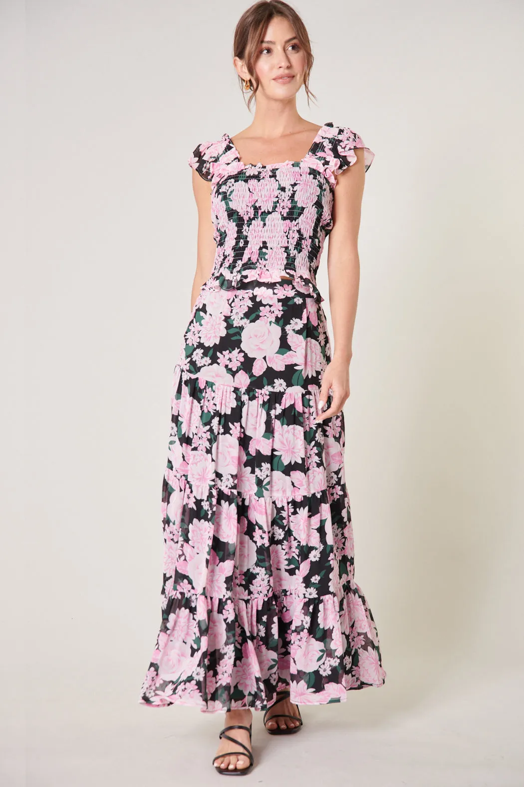 Angelica Floral Bellingham Tiered Maxi Skirt