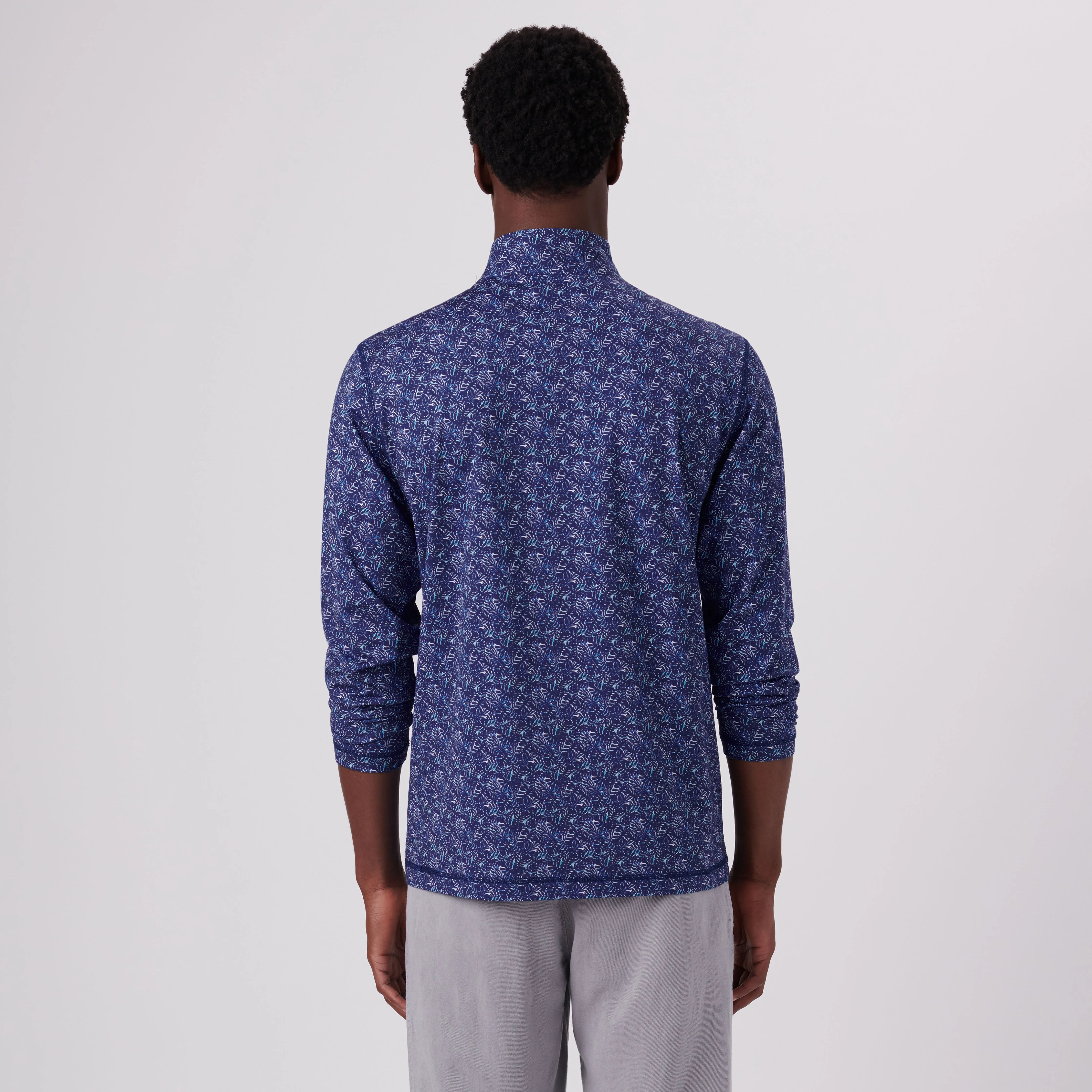 Anthony Leaf Print OoohCotton Quarter Zip Pullover