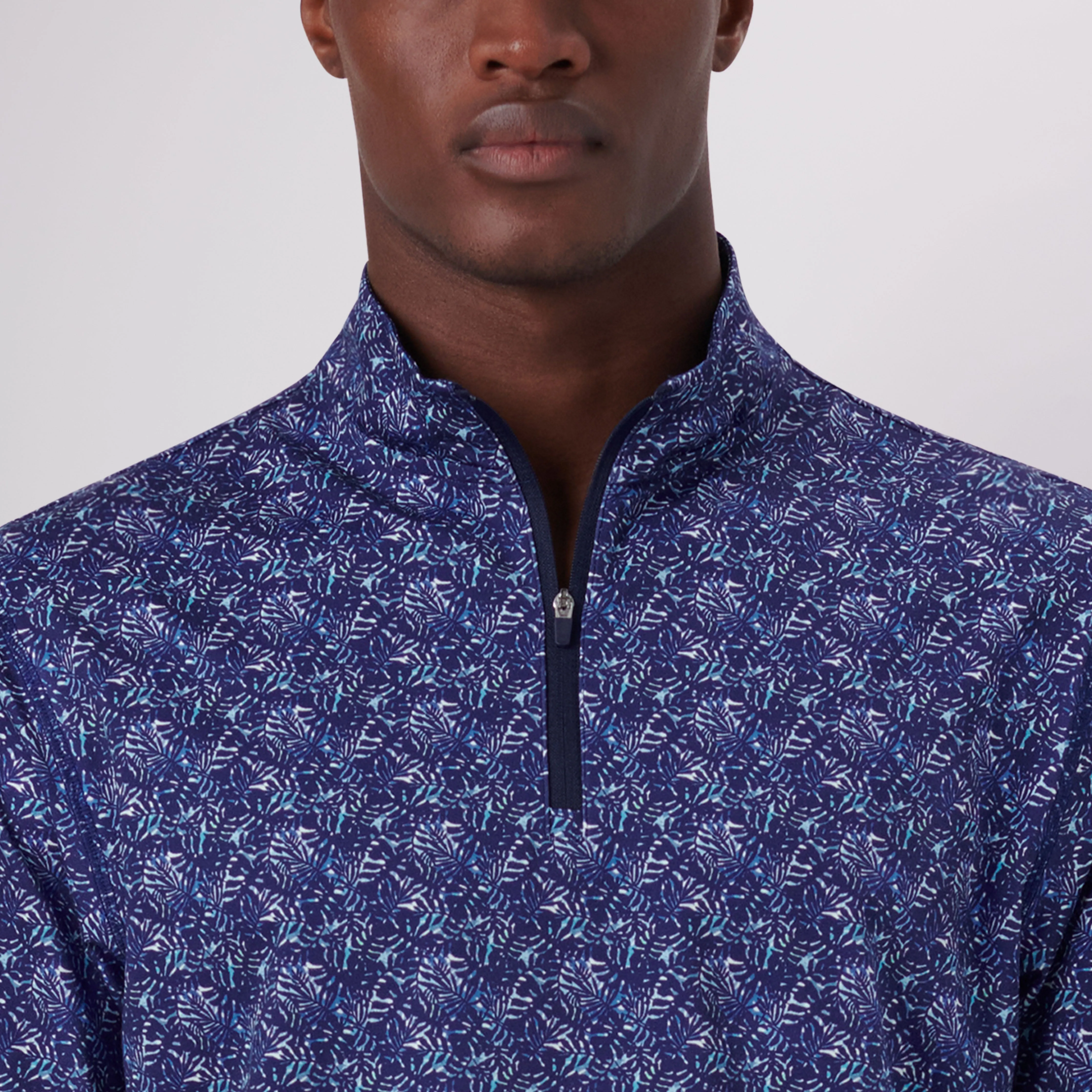 Anthony Leaf Print OoohCotton Quarter Zip Pullover