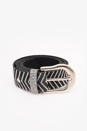 Antler Rhinestone Belt Black