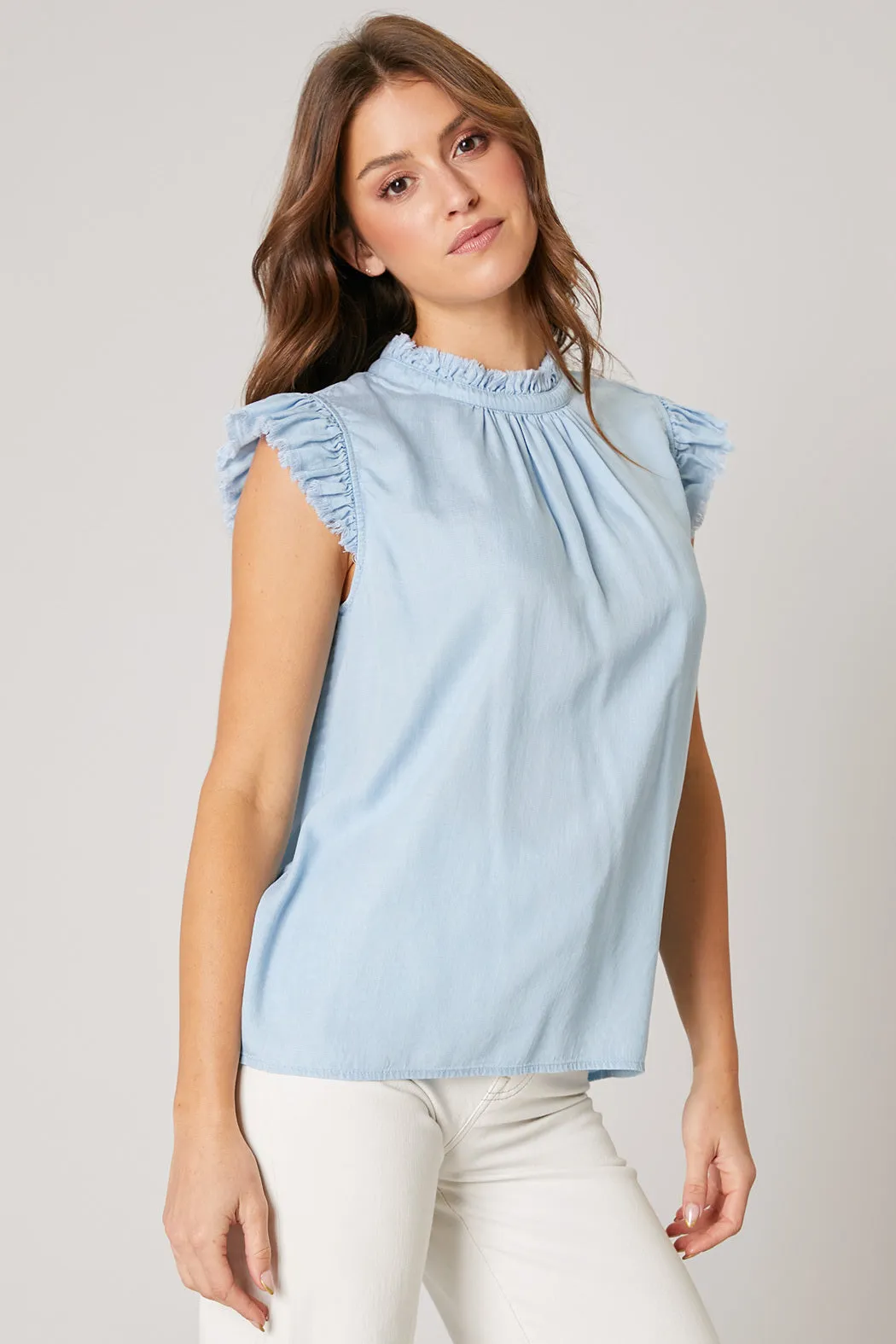 Arizona Pleated Chambray Top