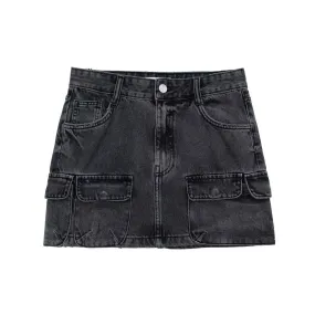 Ash Multi-Pocket Denim Mini Skirt