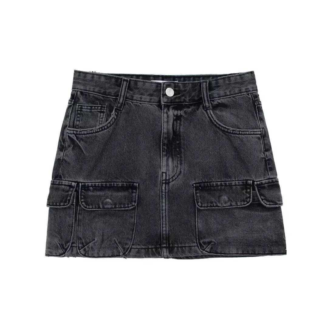 Ash Multi-Pocket Denim Mini Skirt