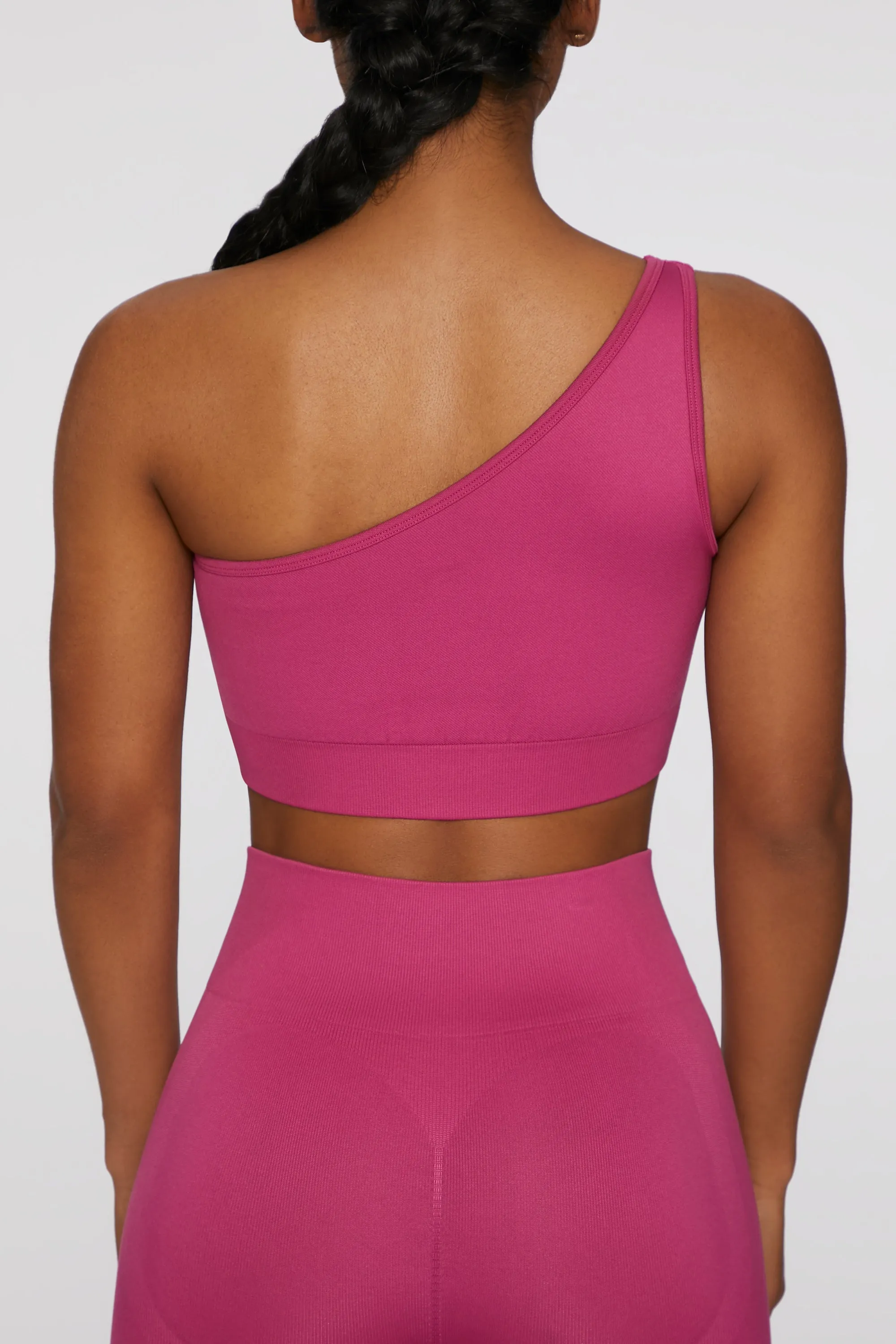 Asymmetric Crop Top in Dark Pink