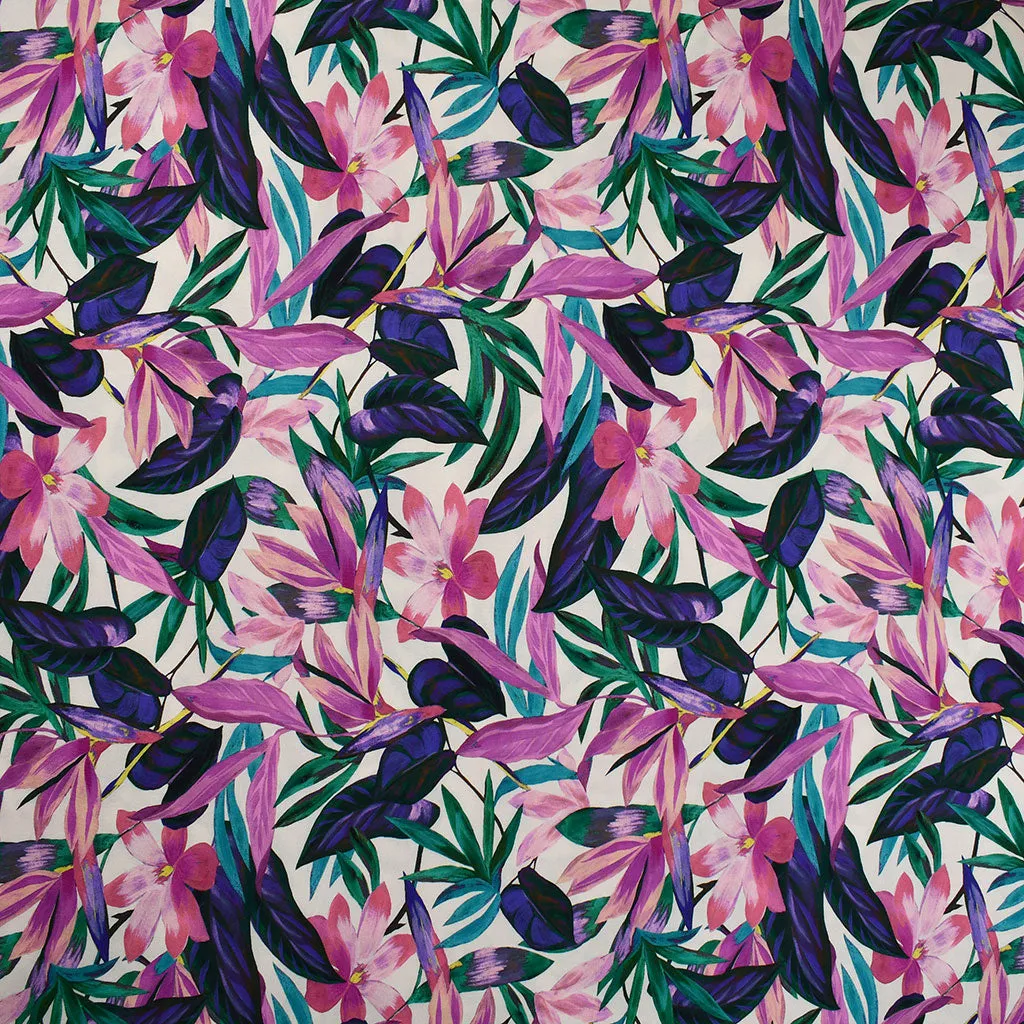 Atelier Jupe Painterly Tropical Floral Rayon Orchid/Purple