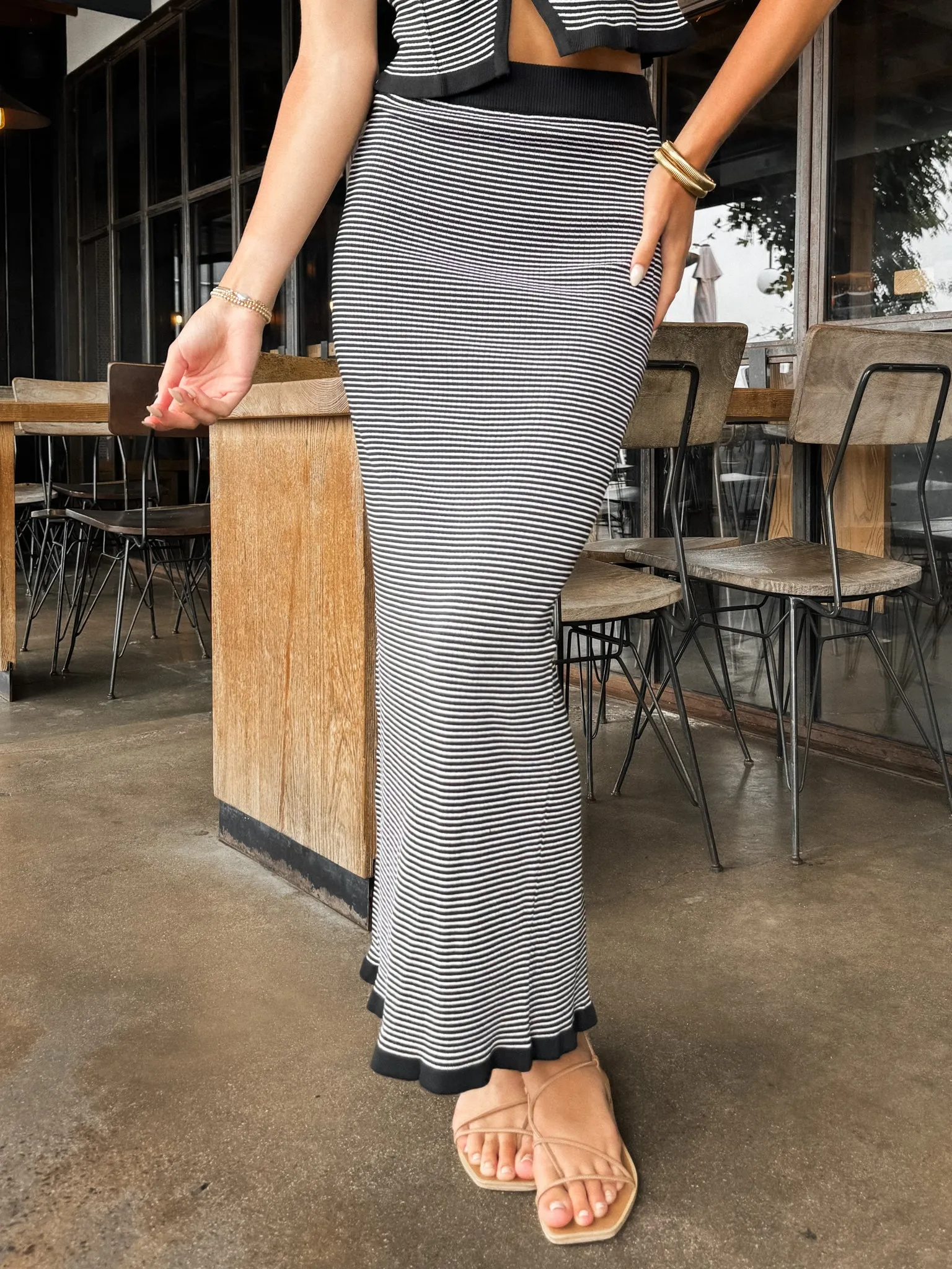 Aurora Stripe Knit Midi Skirt