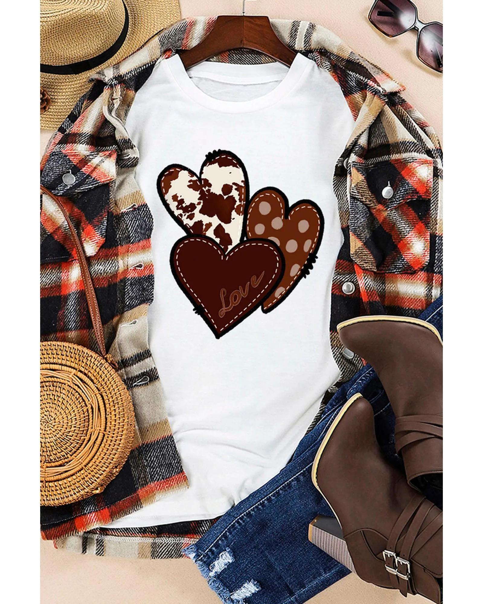 Azura Exchange Heart Print T-shirt - S