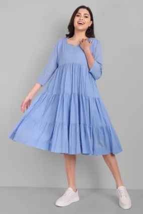 Azure Mul Cotton Graduated Short Dress