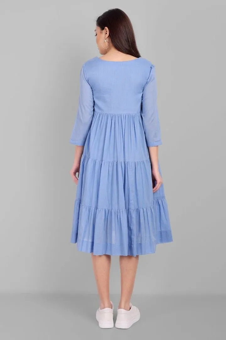 Azure Mul Cotton Graduated Short Dress