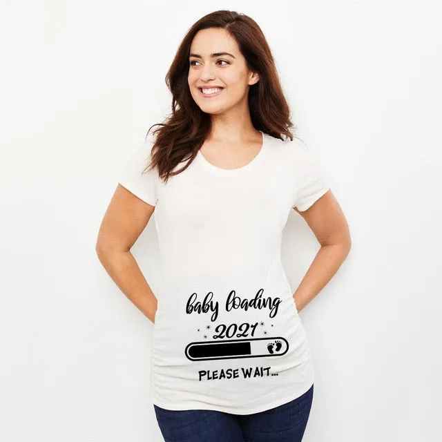 Baby Loading 2021 Women Printed Pregnant T Shirt