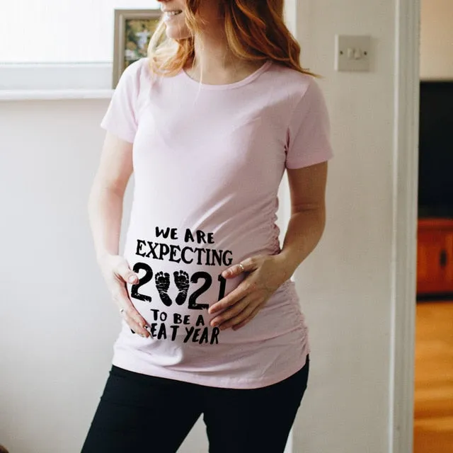 Baby Loading 2021 Women Printed Pregnant T Shirt