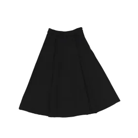 Bace Collection Black Pleated Waisted Midi Skirt