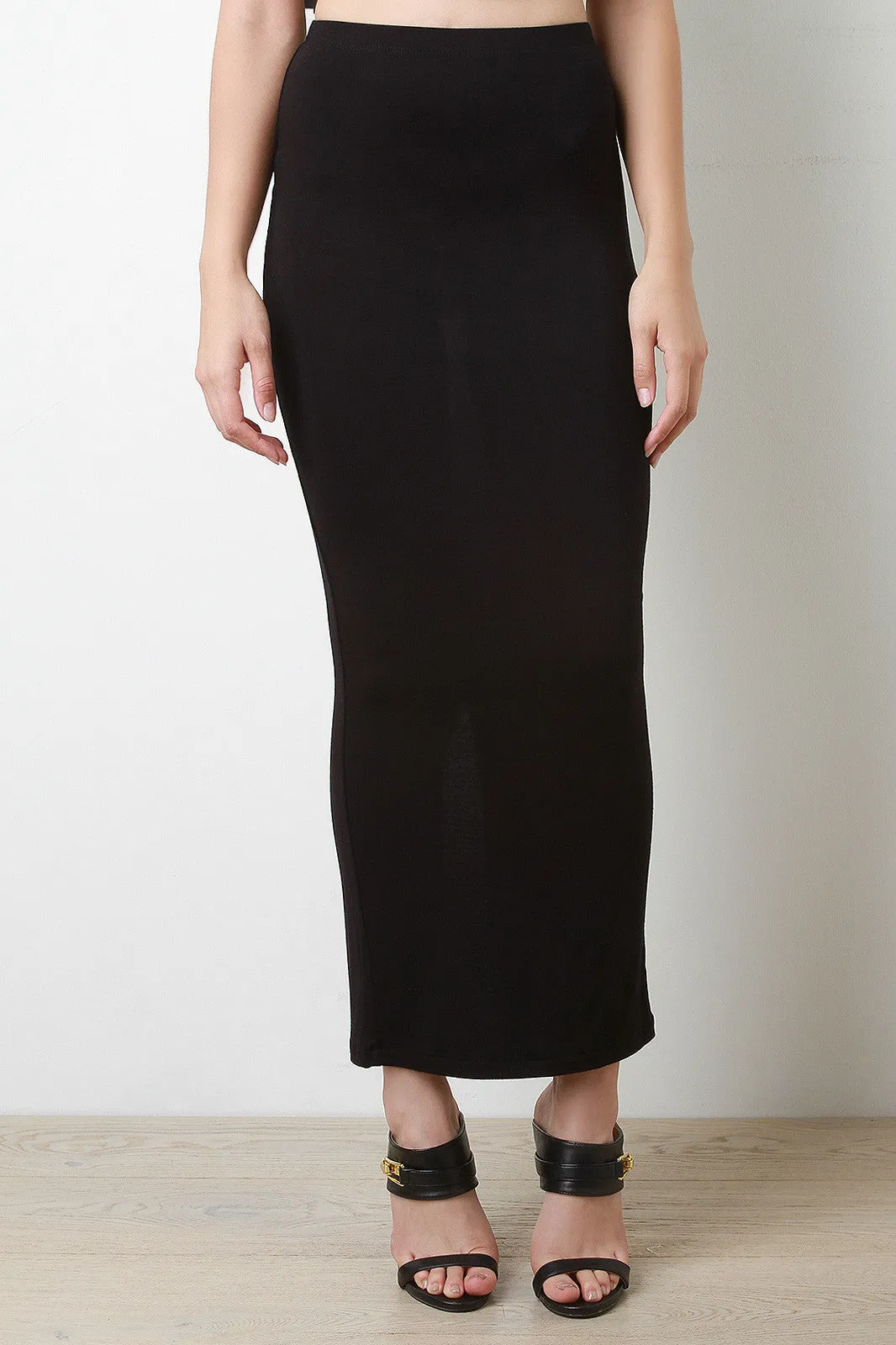 Back Slit Pencil Cut Maxi Skirt