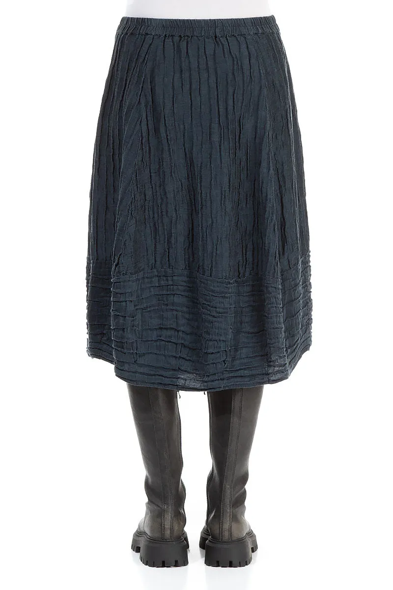 Balloon Midnight Blue Crinkled Silk Linen Skirt