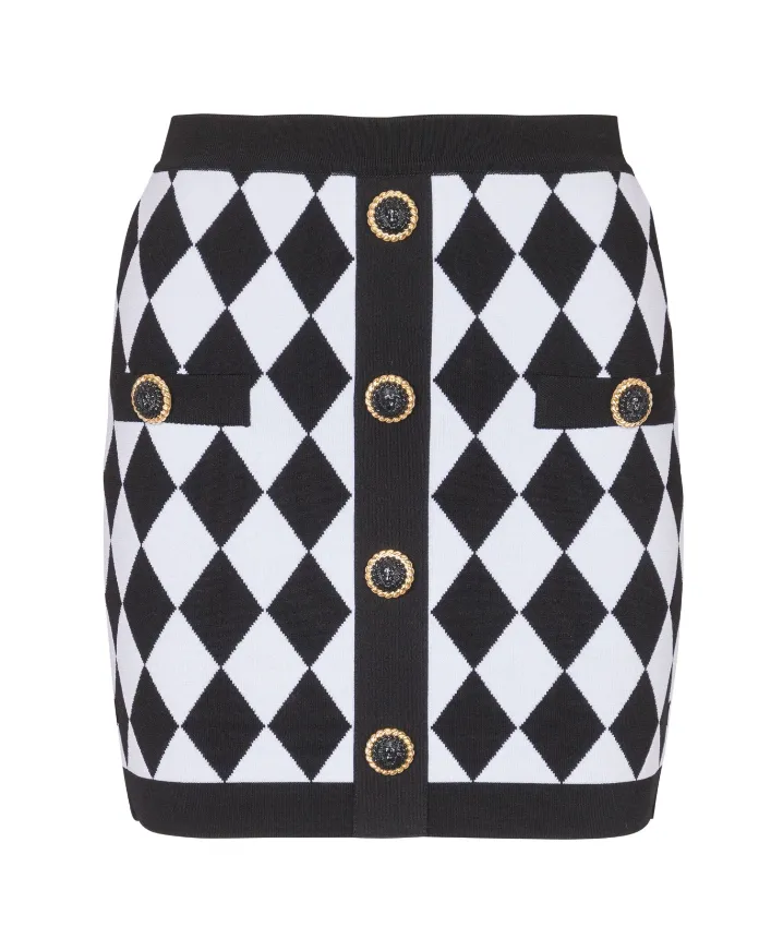 Balmain diamond-intarsia knitted miniskirt