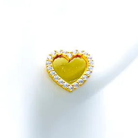 Beautiful Heart 21k Gold CZ Earrings