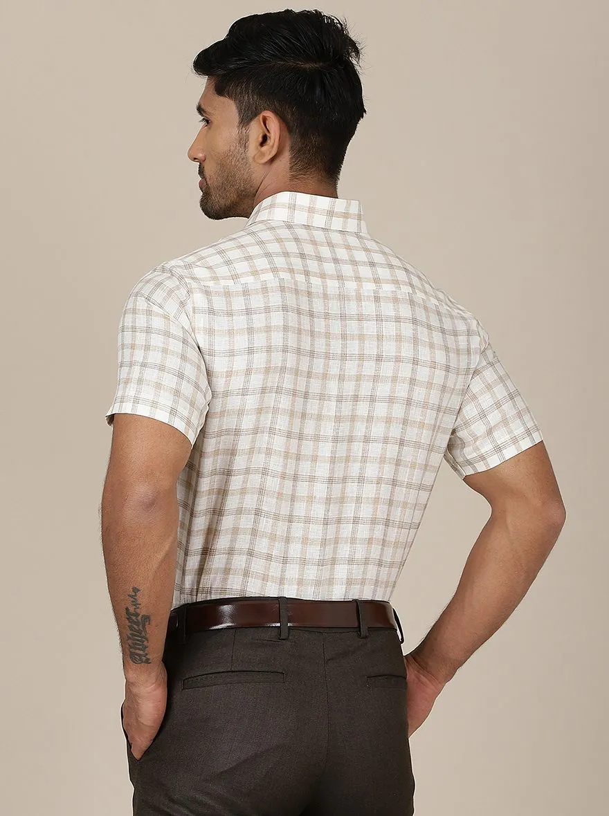 Beige Checked Regular Fit Formal Shirt | JadeBlue