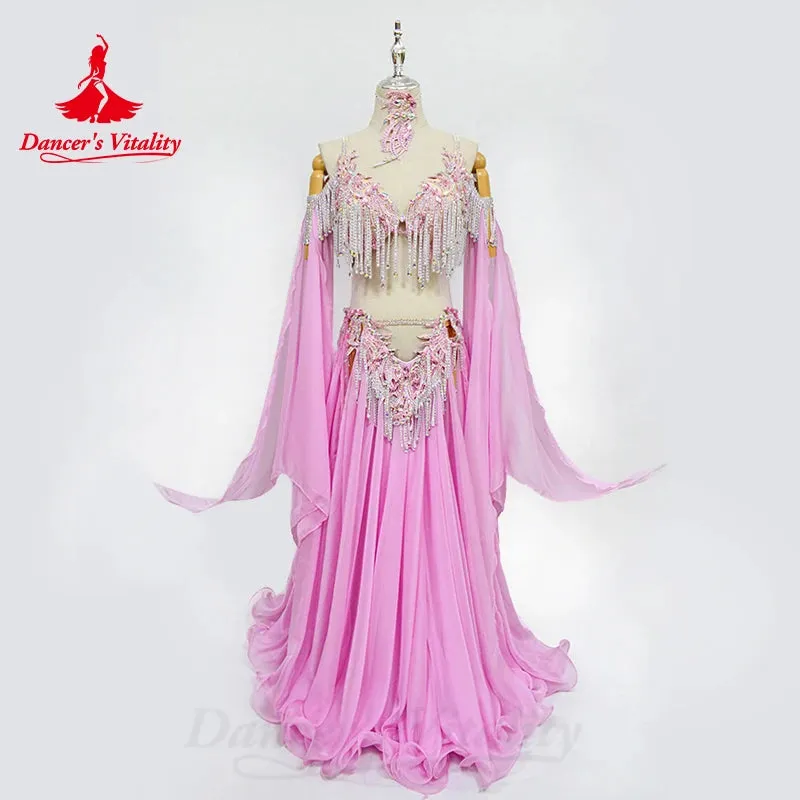 Belly Dance Performance Costume Set for Women Senior Bra chiffon Long Skirt 2pcs Adult Children Oriental Dancing Clothing