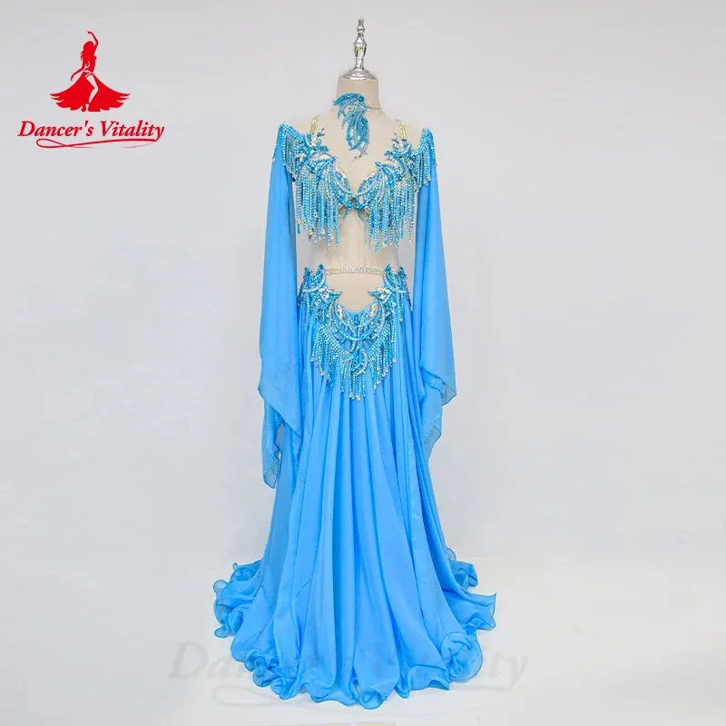 Belly Dance Performance Costume Set for Women Senior Bra chiffon Long Skirt 2pcs Adult Children Oriental Dancing Clothing