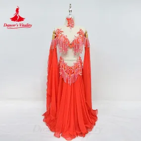 Belly Dance Performance Costume Set for Women Senior Bra chiffon Long Skirt 2pcs Adult Children Oriental Dancing Clothing