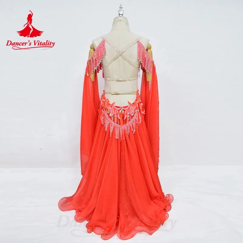 Belly Dance Performance Costume Set for Women Senior Bra chiffon Long Skirt 2pcs Adult Children Oriental Dancing Clothing