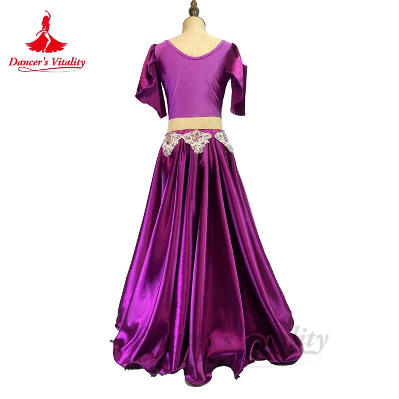 Bellydance Costumes Sets Customized High-end Rhinestone Top  Satin Long Skirt Oriental Dance Professional Performance Clothing