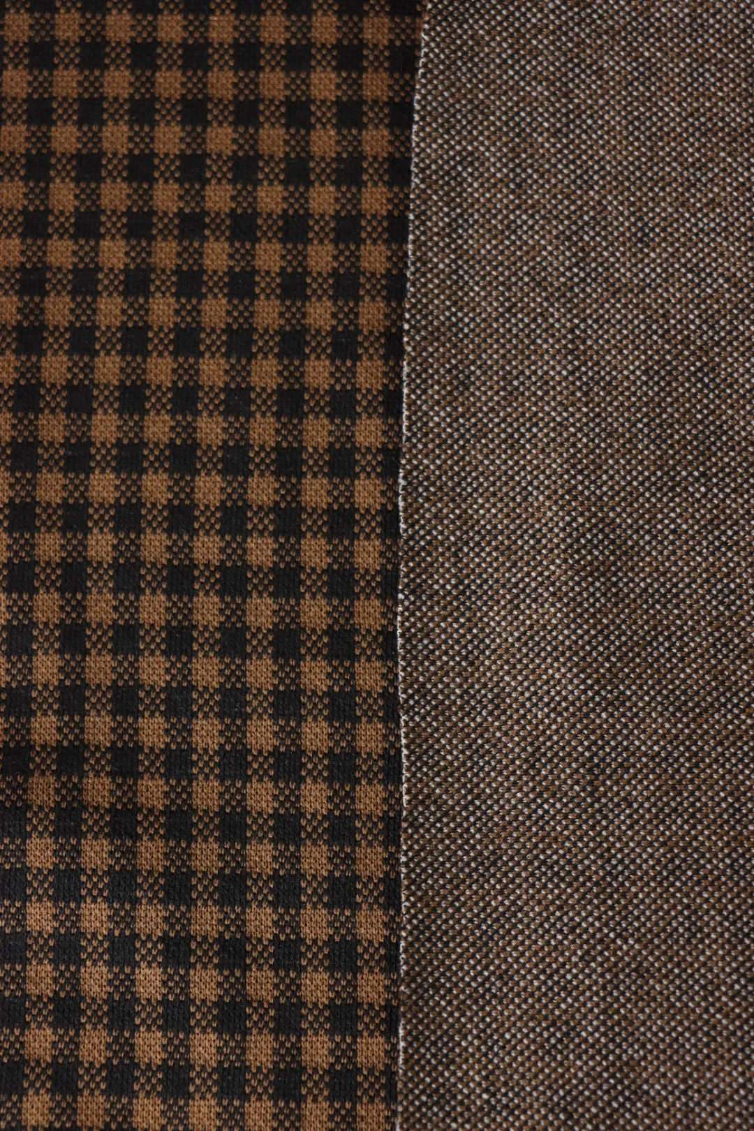 Black & Brown 1/4" Gingham Yarn Dyed Jacquard Knit