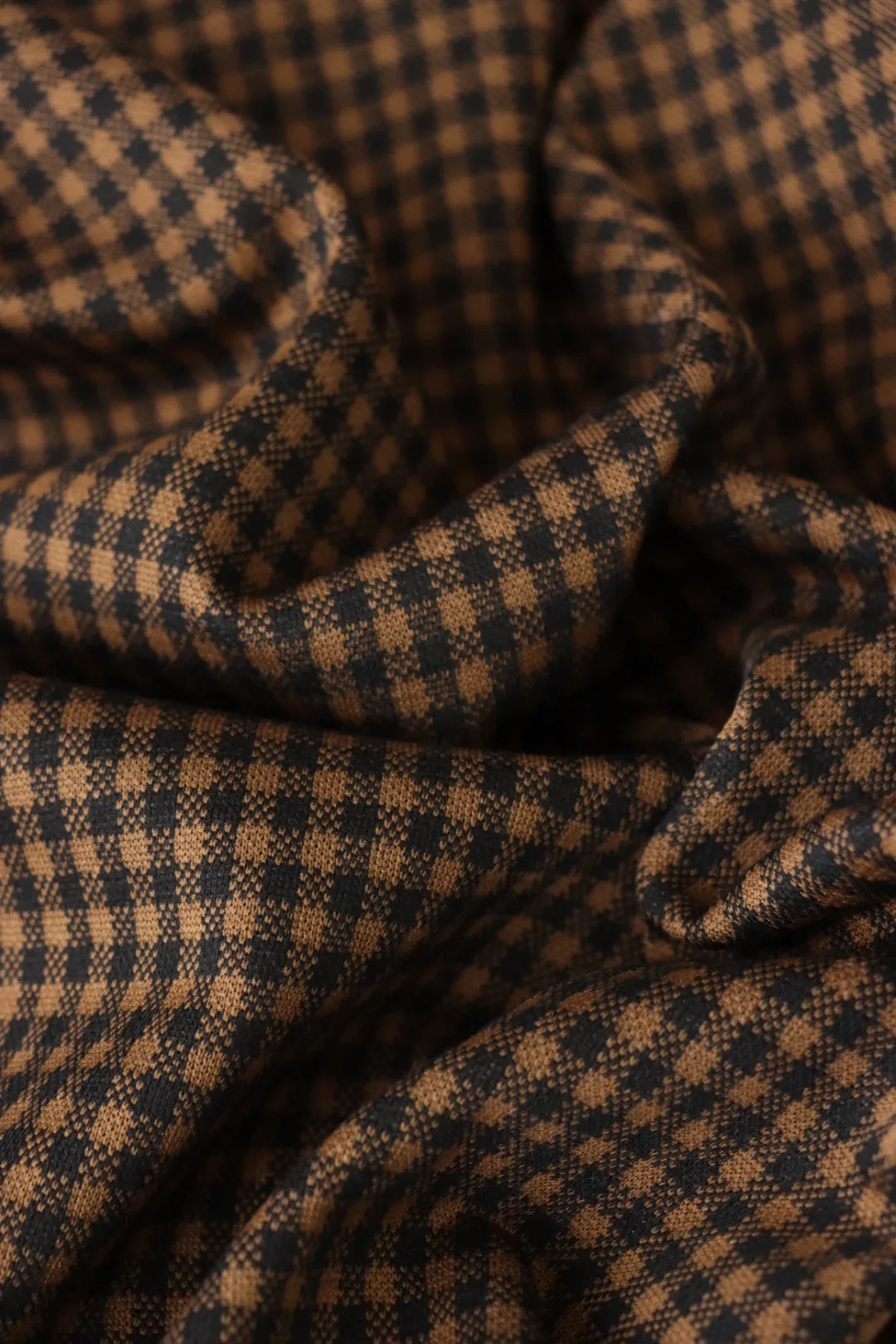 Black & Brown 1/4" Gingham Yarn Dyed Jacquard Knit